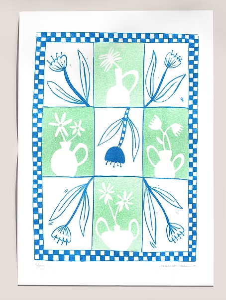 Cutouts Flowers Blue & Green